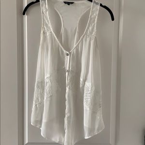 White sheer tank w/ detail